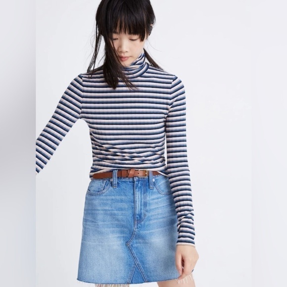 Women’s Madewell Ribbed Turtleneck Striped Top - Picture 1 of 8